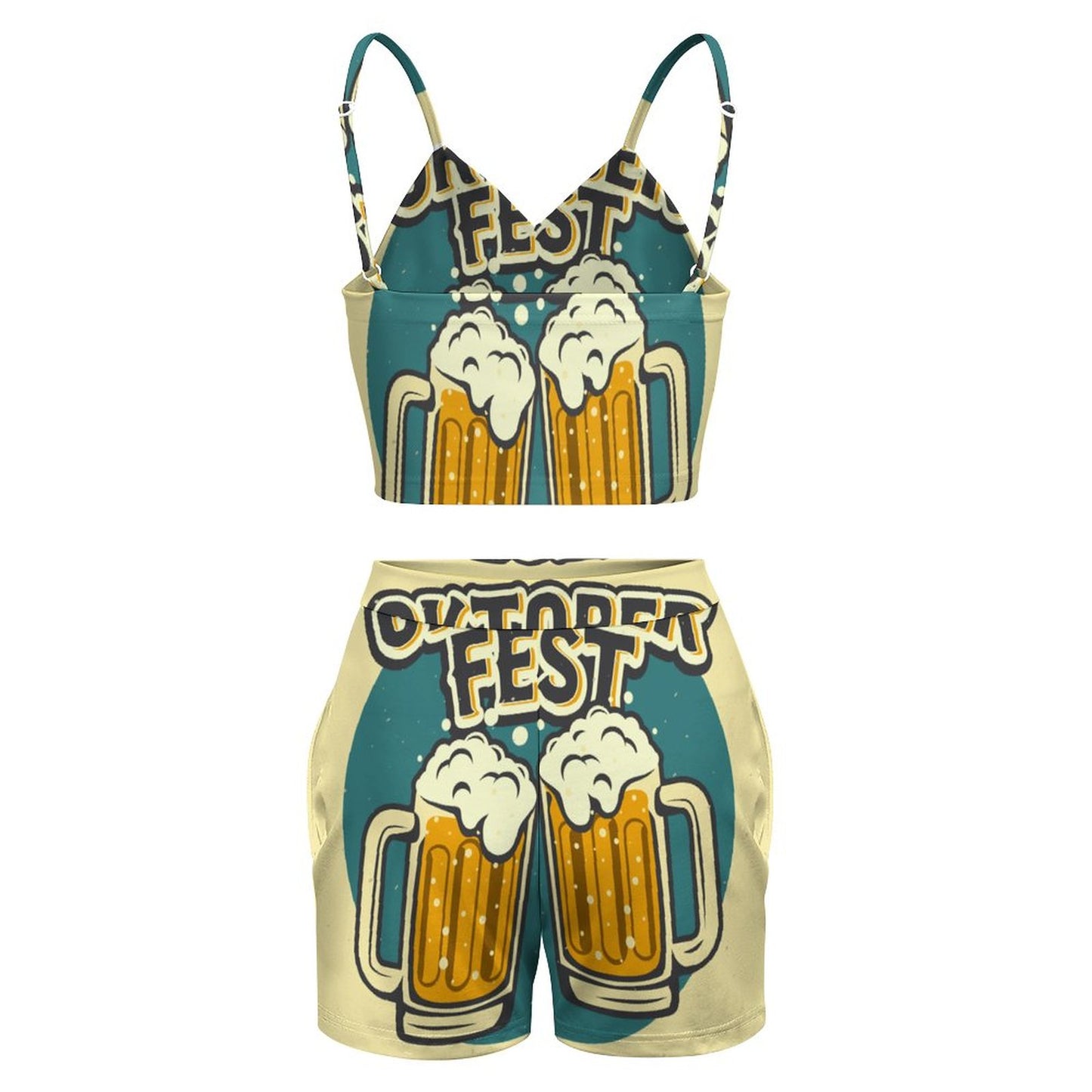 Online Custom Suit for Women Suspender Vest Suit Oktoberfest Retro