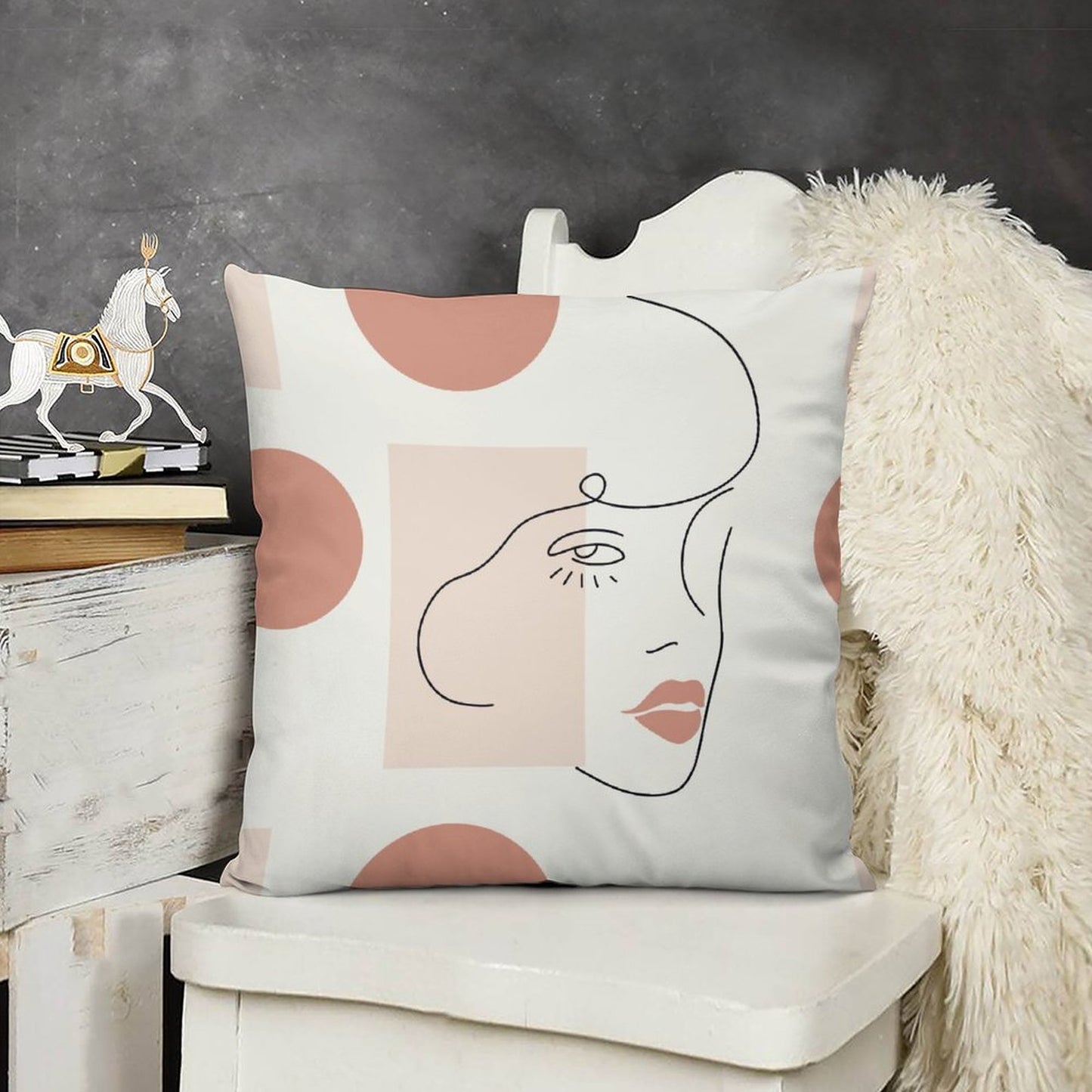 Online DIY Plush Pillow Case Double-sided Printing Girl Paintings Only Pillowcase