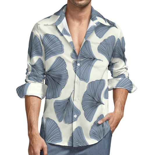 Online Custom Large Long Sleeve Shirt Ginkgo Leaves