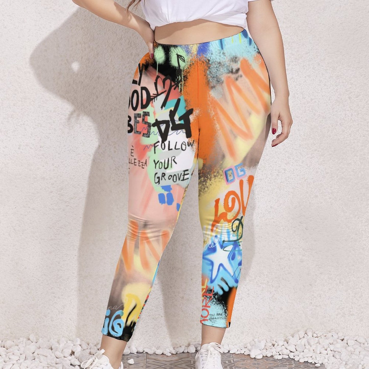 Online Custom Plus Size for Women Womens Large Size Stretch Leggings Color Street Poster