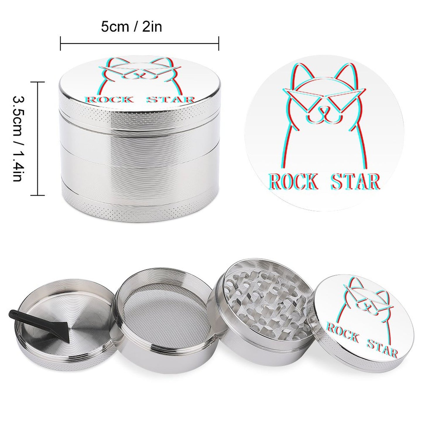 Online DIY Abrader Cat Rock Star Silver-style One Size