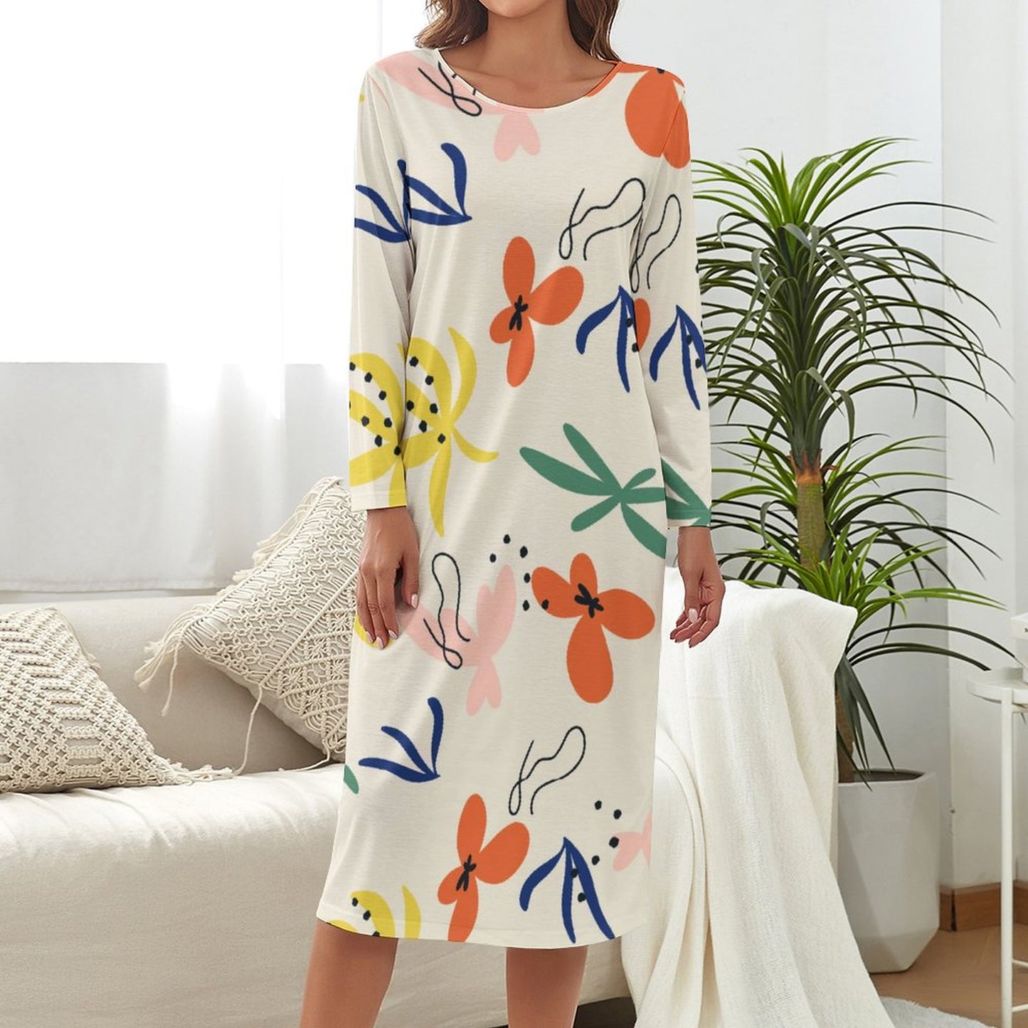 Online Custom Dress for Women Long Home Sleeping Skirt Flower Cut Summer Clothese