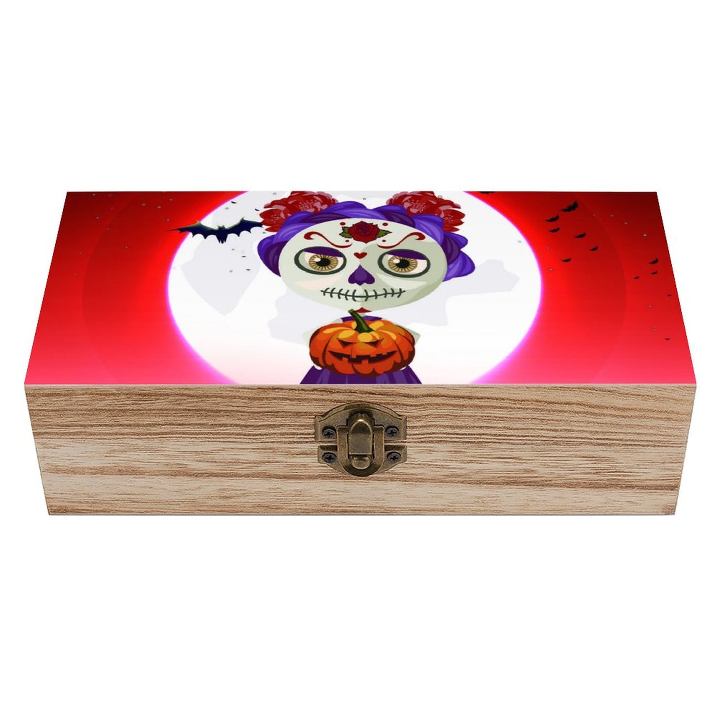 Online Custom Wooden Storage Box Skeleton Princess Rose Halloween
