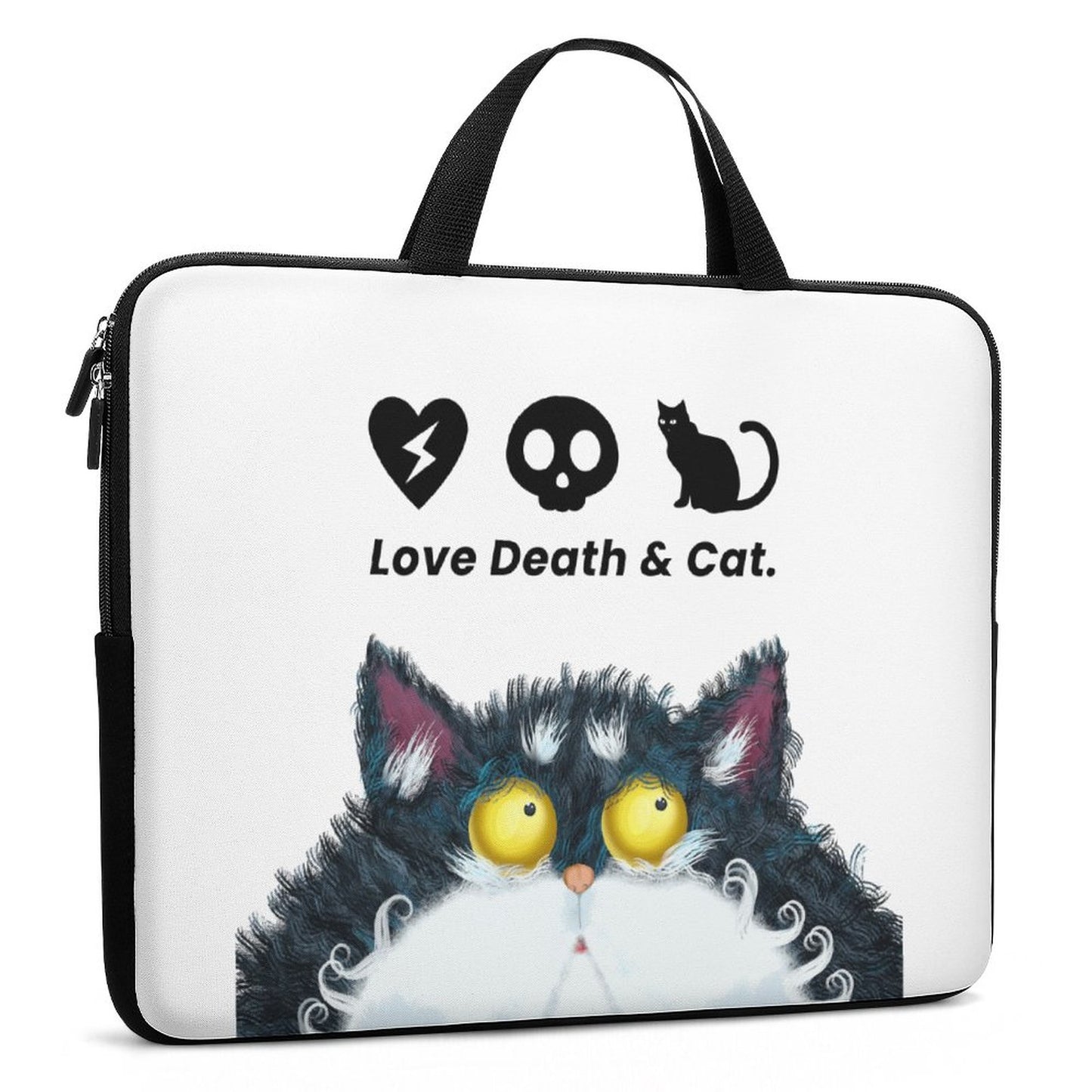Online Custom Laptop Bag Sleeve Love Death Cat Logo Cartoon