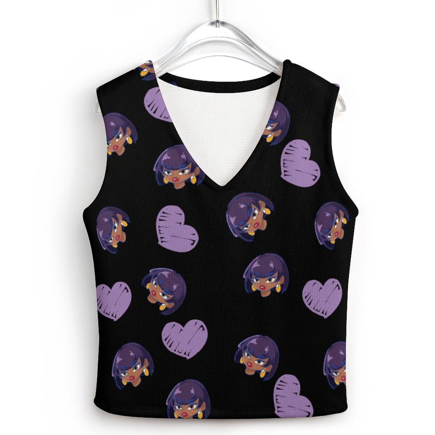 Online Custom Casual Wear for Women Women's Knitted Vest Girl Heart Purple