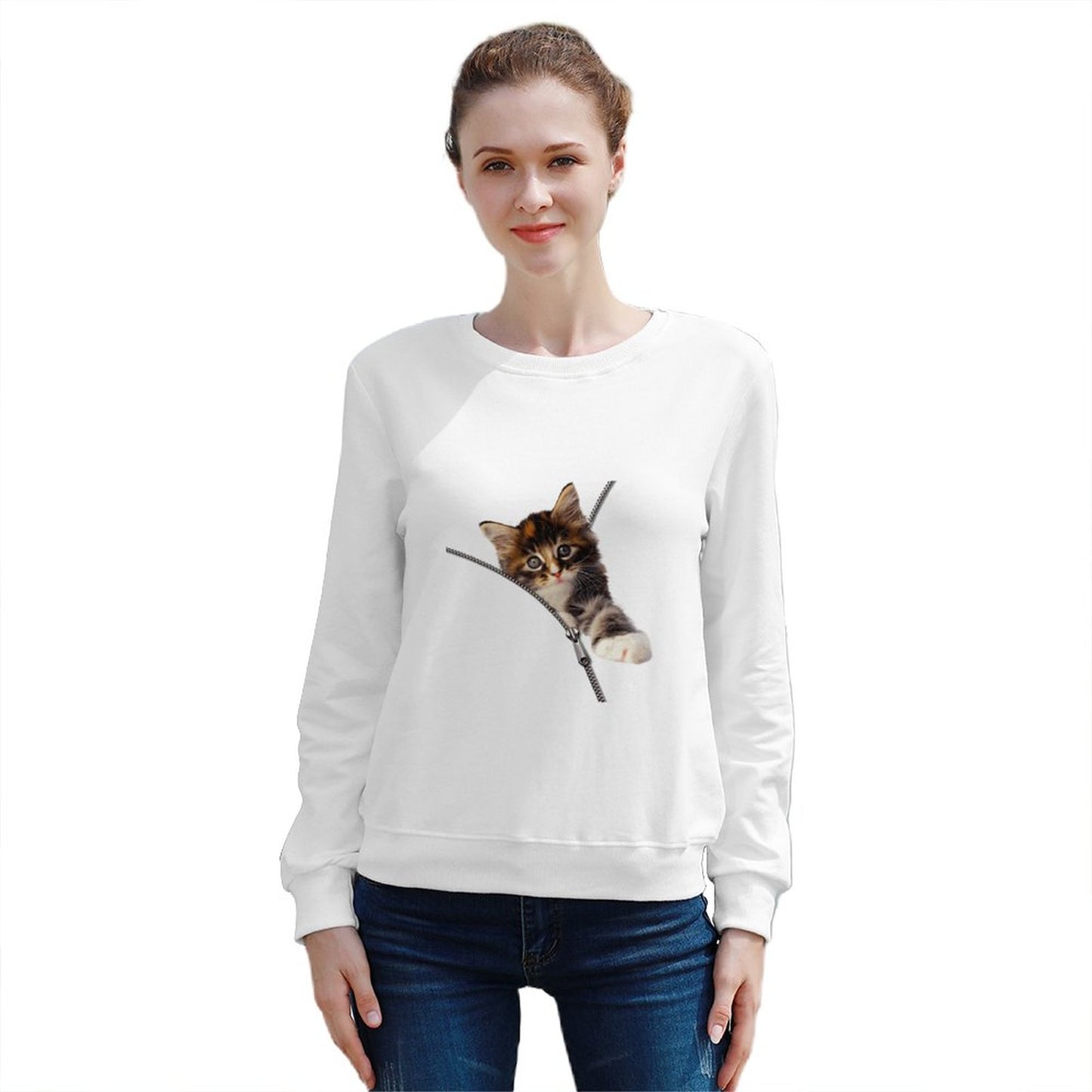 Online DIY Women's Pullover Cat Cute