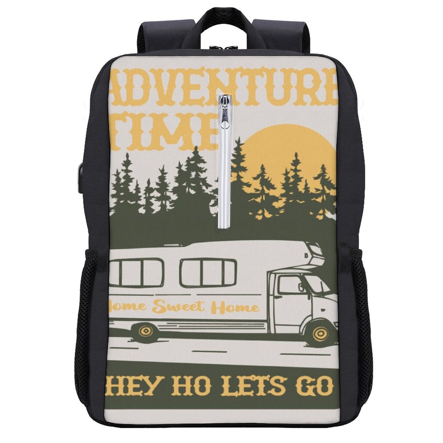 Online Customize Backpack with Charging Port Retro Car Scenery