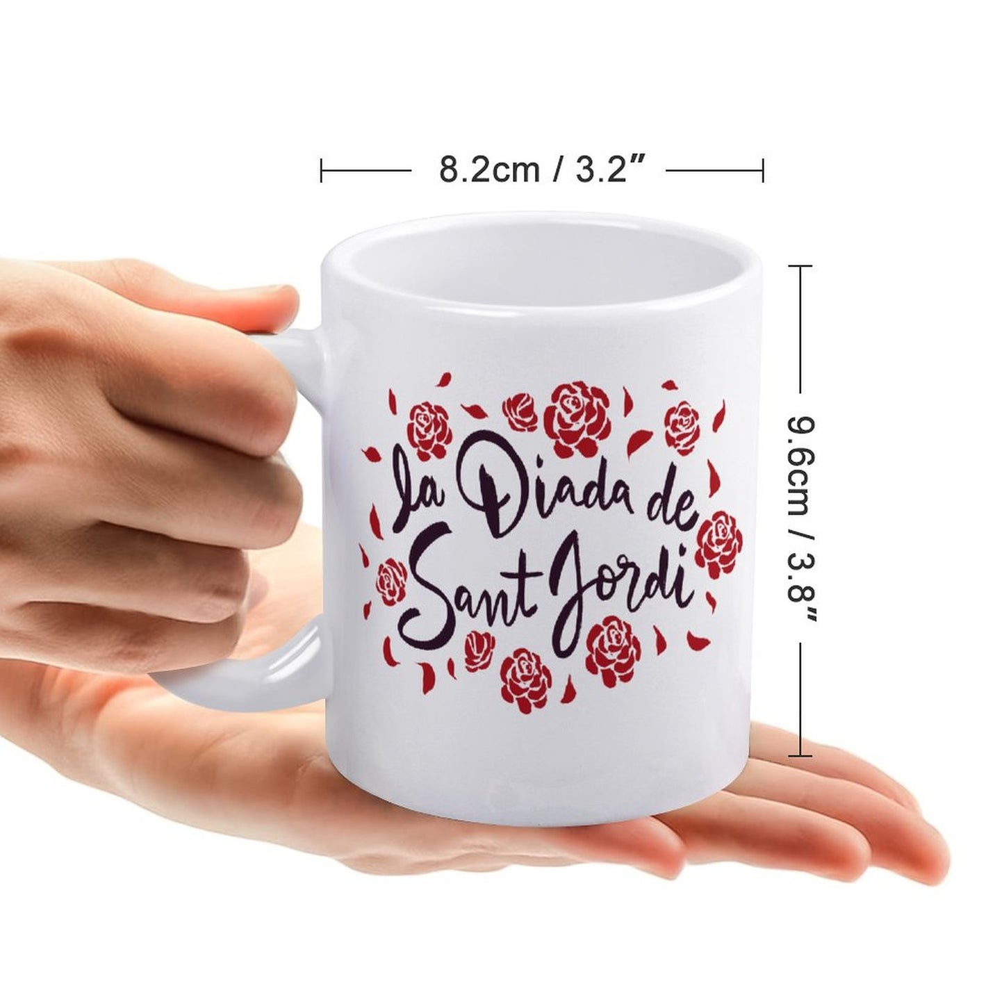 Online DIY White Mug Rose Love Style 330ml Symmetrical Printing on Both Sides