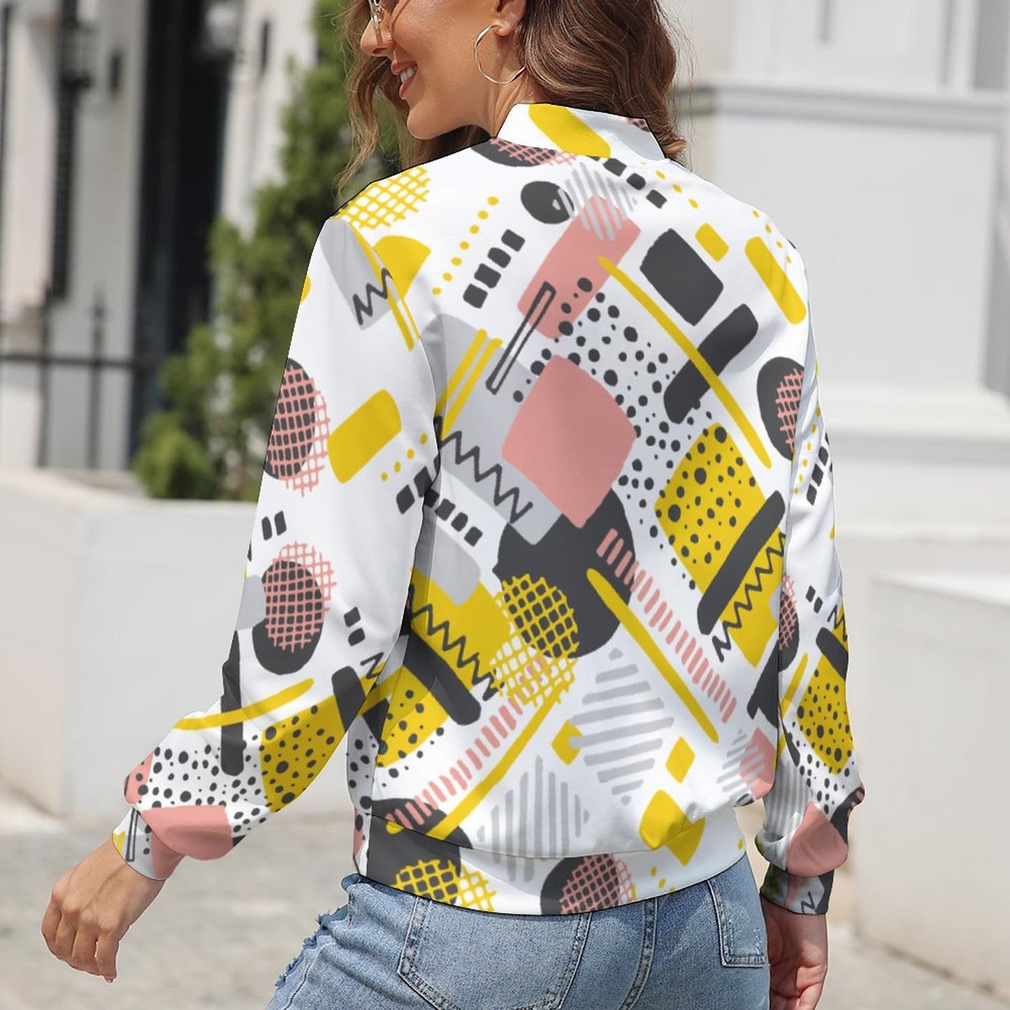 Online DIY Casual Wear for Women Women's Zipper Jacket Geometric Graffiti