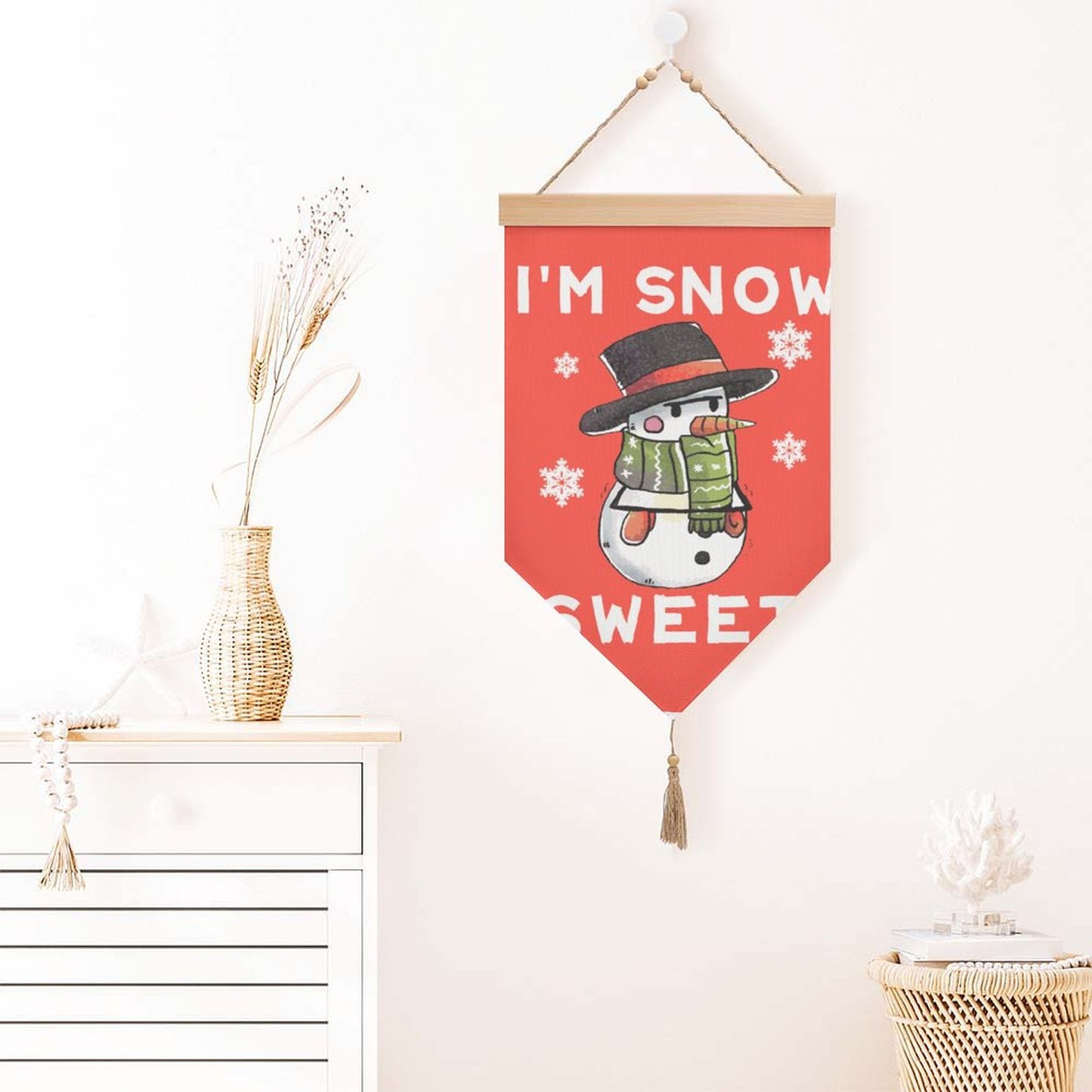 Online DIY Cotton Linen Hanging Flag Christmas Snowman Winter