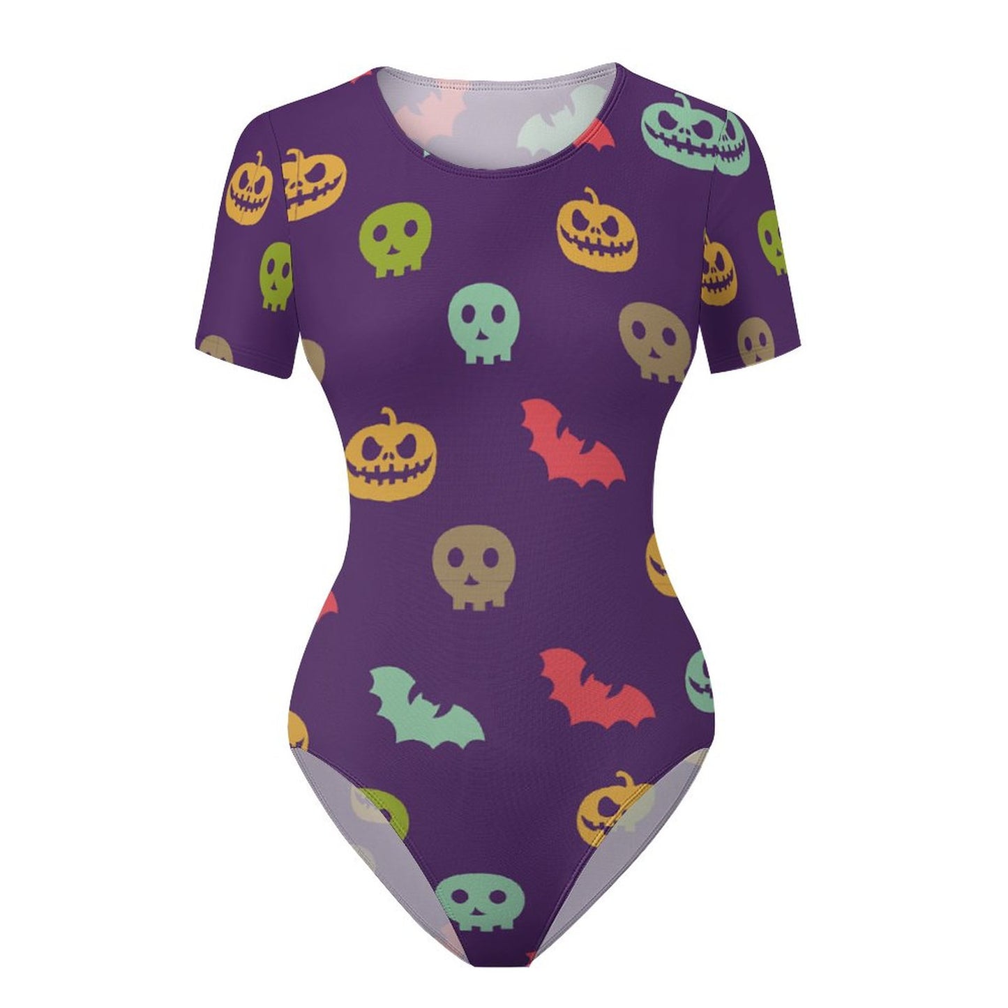 Online Custom Swimwear for Women Bodysuit Pumpkin Bat Skull