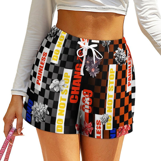 Online Customize Shorts for Women High Waist Loose Shorts Chess Racing