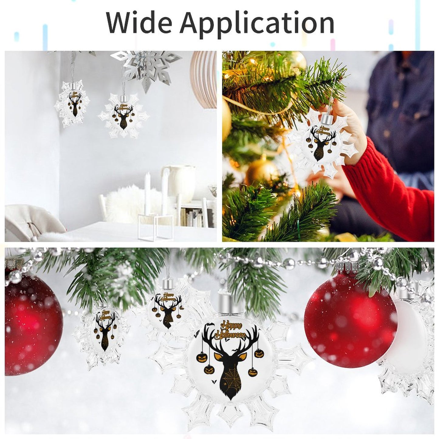 Online DIY Snowflake Pendant Happy Halloween Reindeer Pumpkin Lantern Bat