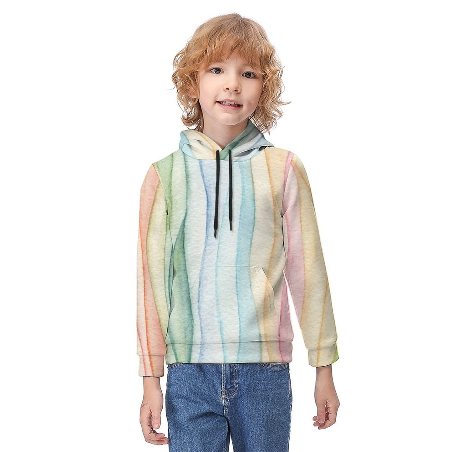 Online Custom Hoodie for Kids Colored Wave Stripe