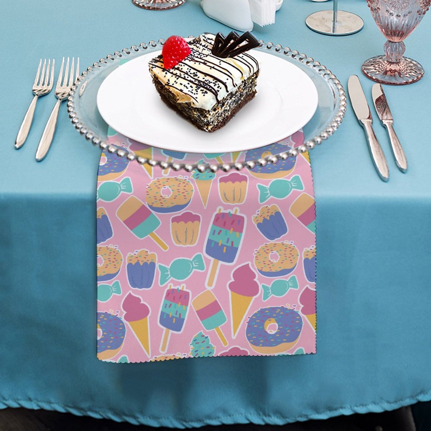 Online Customize Cloth Napkins Lovely Candy And Snacks Bread