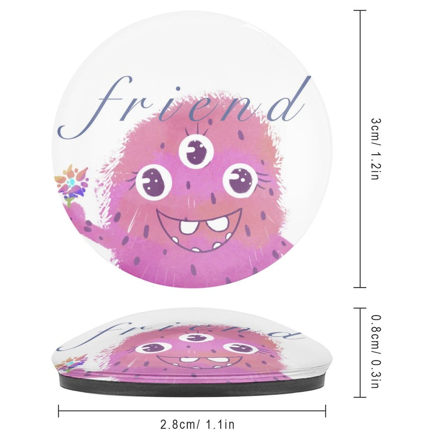 Online DIY Refrigerator Glass Sticker Pink Little Monster Cartoon Fridge Magnet 3cm