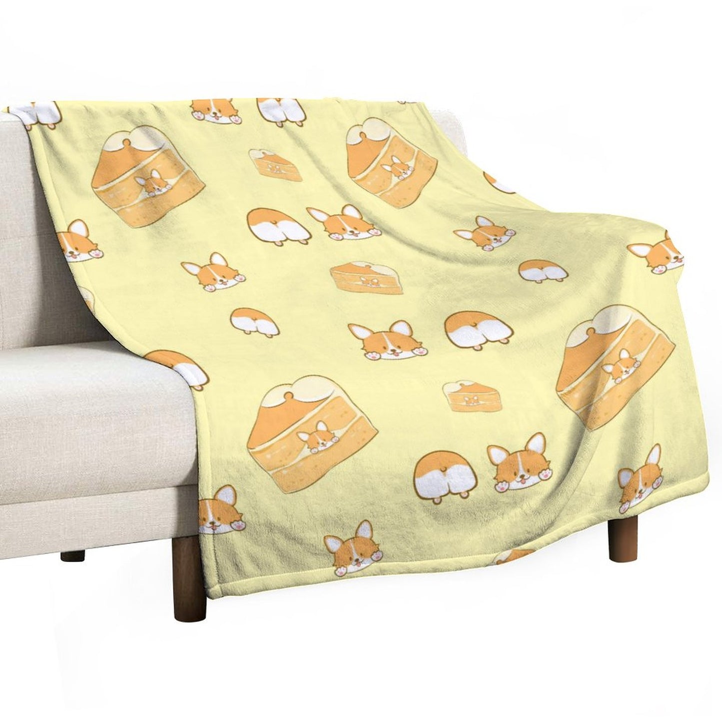 Online DIY Blanket Tile Pattern Dog Corgi Cake Yellow Cute