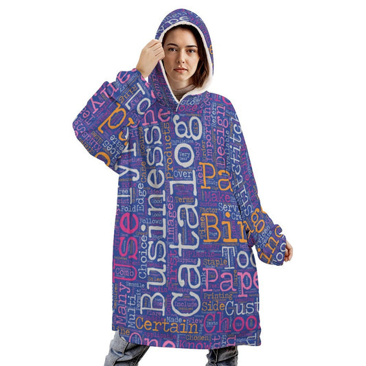 Online Customize Casual Wear for Women Adult Hooded Blanket Shirt English Newspaper One Size