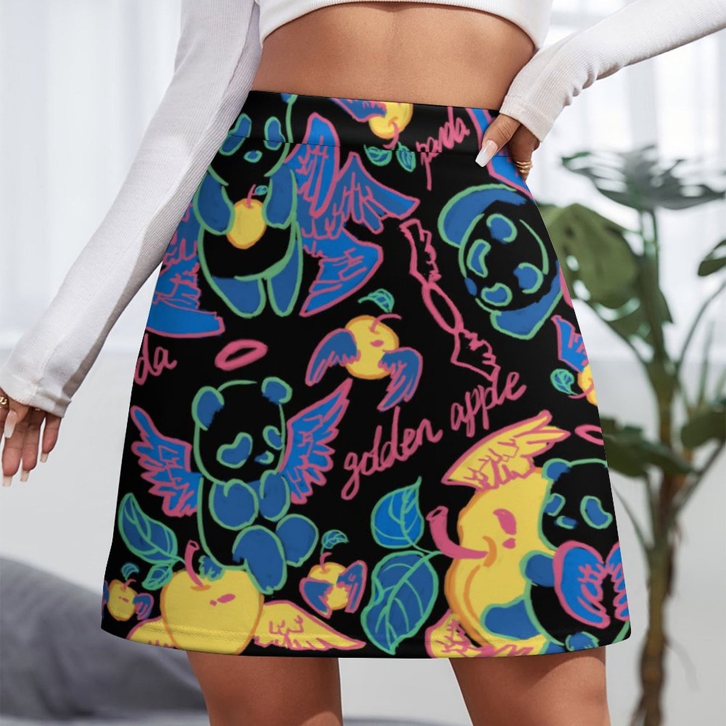Online DIY Skirt for Women Short Skirt Hand Drawn Panda