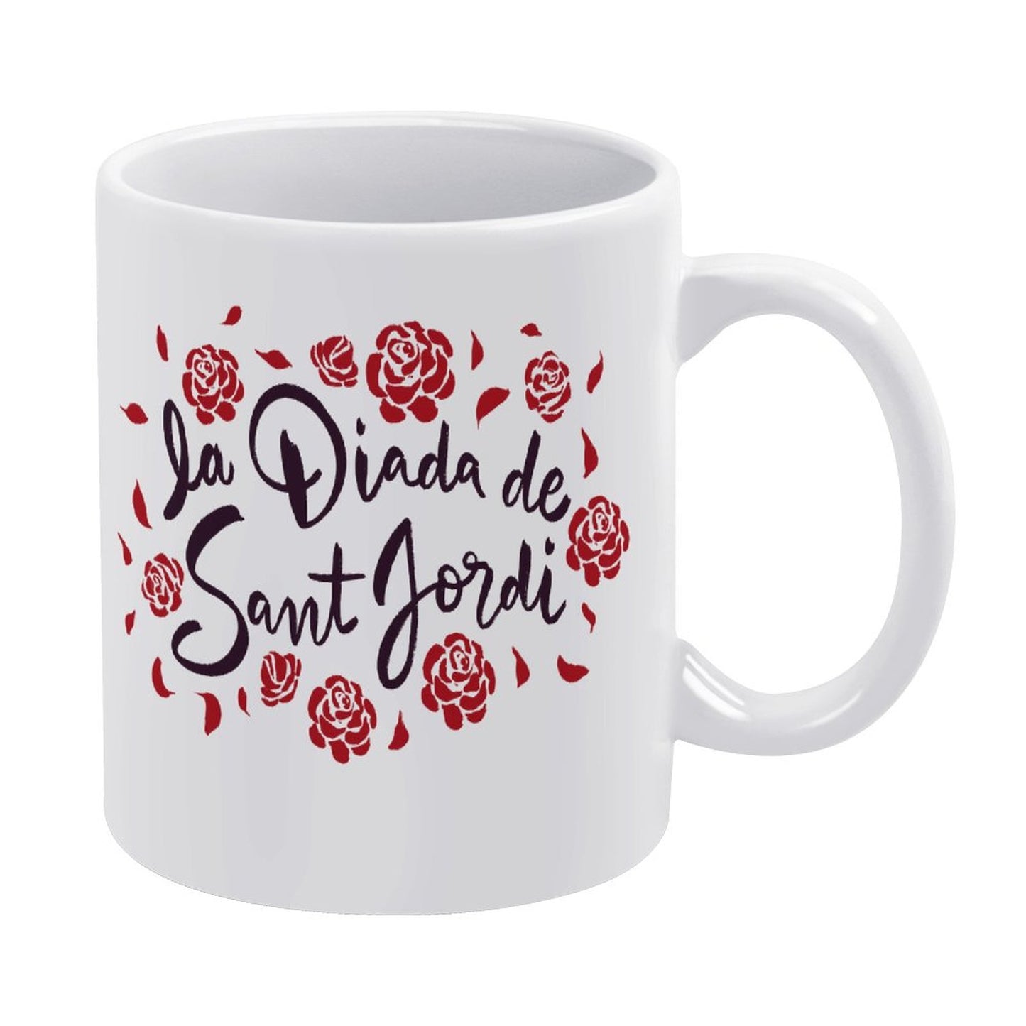 Online DIY White Mug Rose Love Style 330ml Symmetrical Printing on Both Sides