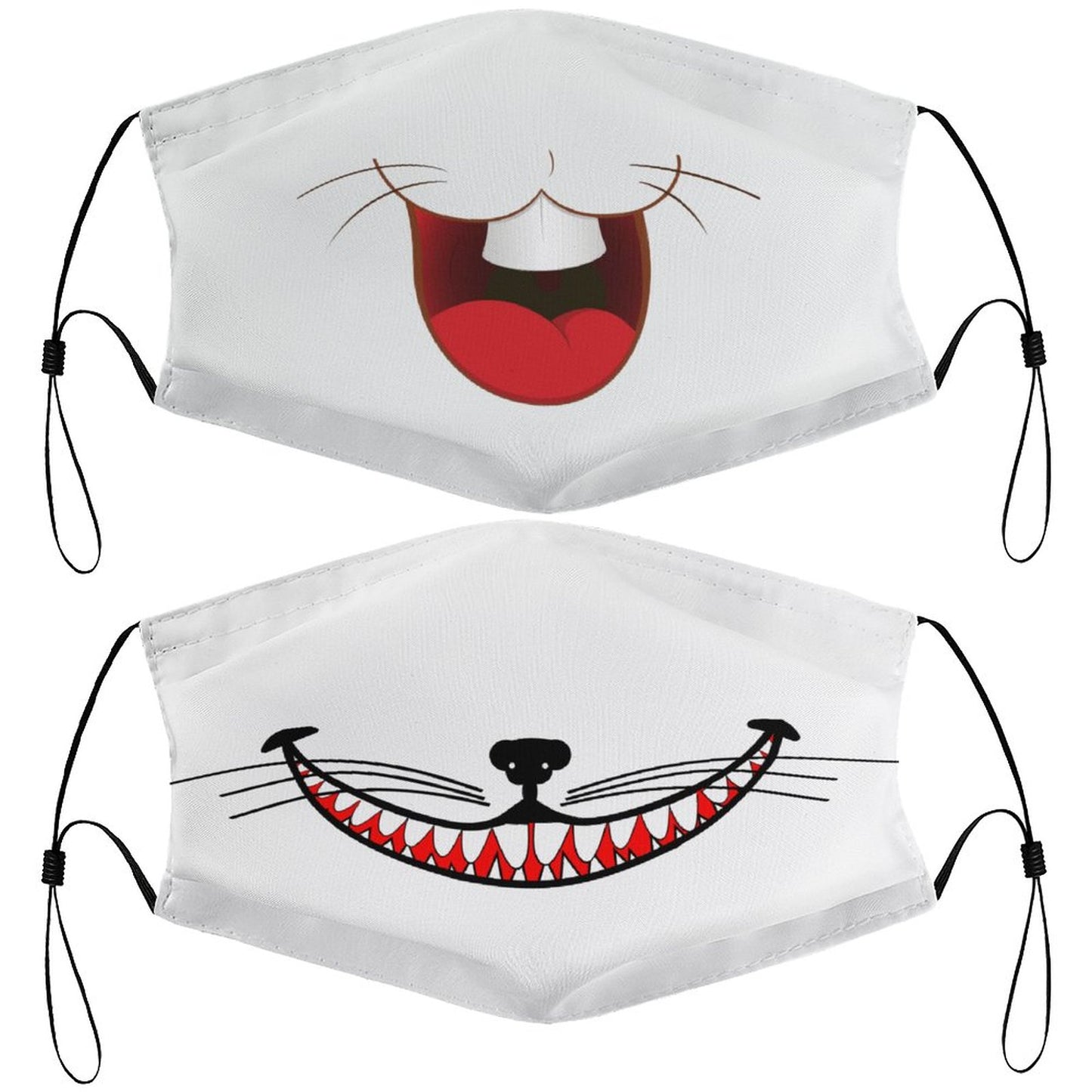 Online DIY Dust Mask with Filters Evil Smile Cat Expression Cartoon Smiling Face Expression 2 PCS