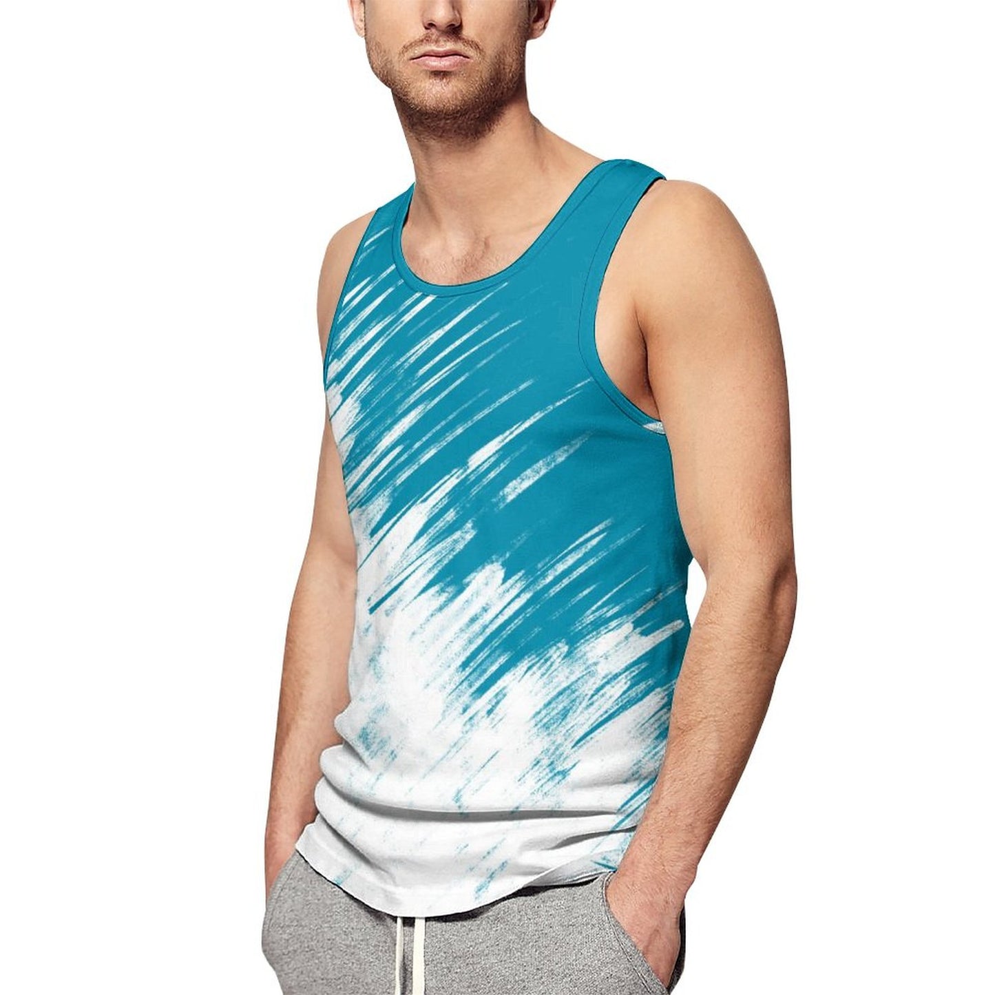 Online Customize Full Print Vest Blue And White