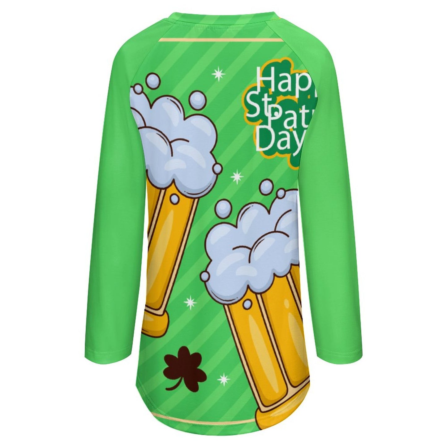 Online Custom T-shirt for Women Raglan Long Sleeve Happy St. Patrick's Day Beer