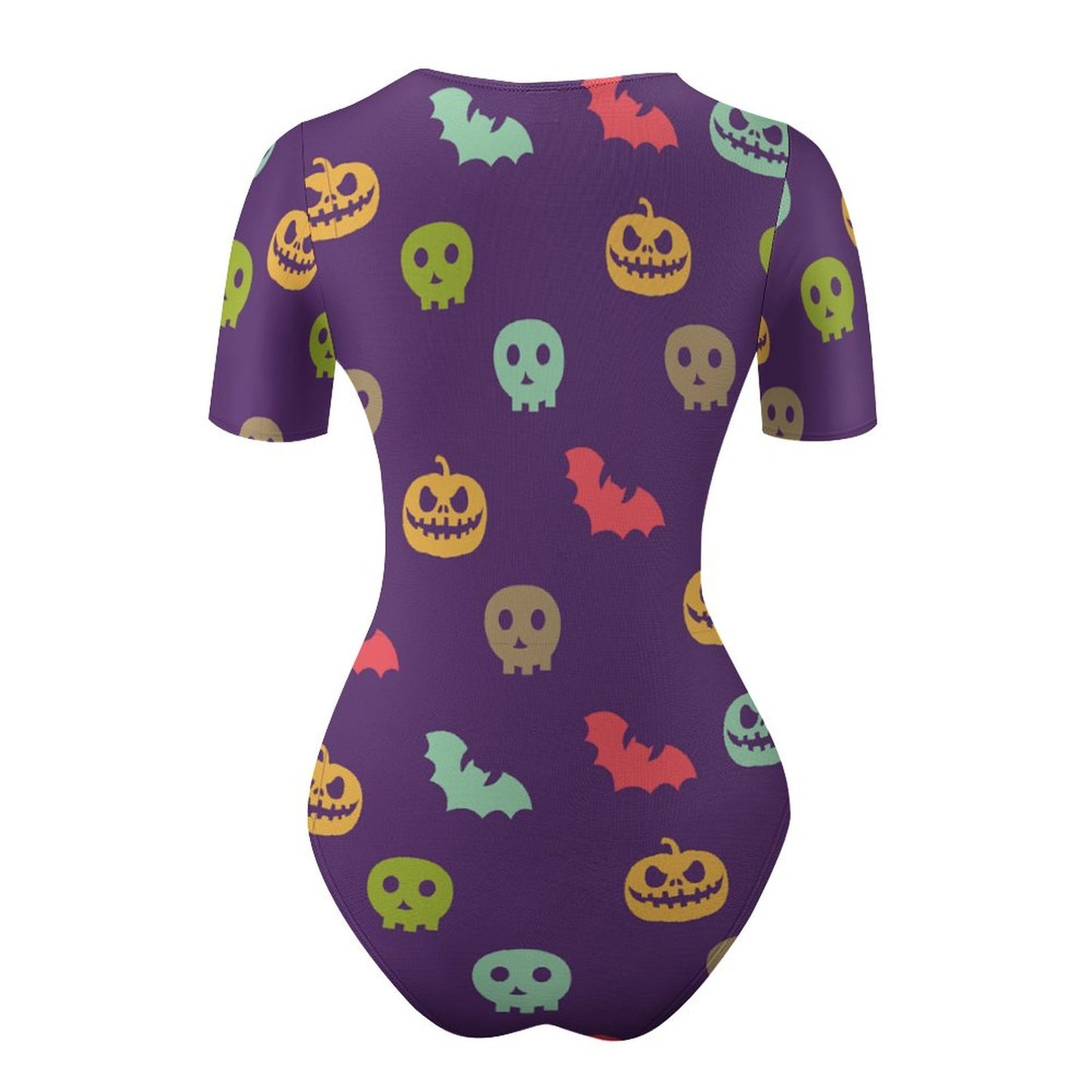 Online Custom Swimwear for Women Bodysuit Pumpkin Bat Skull