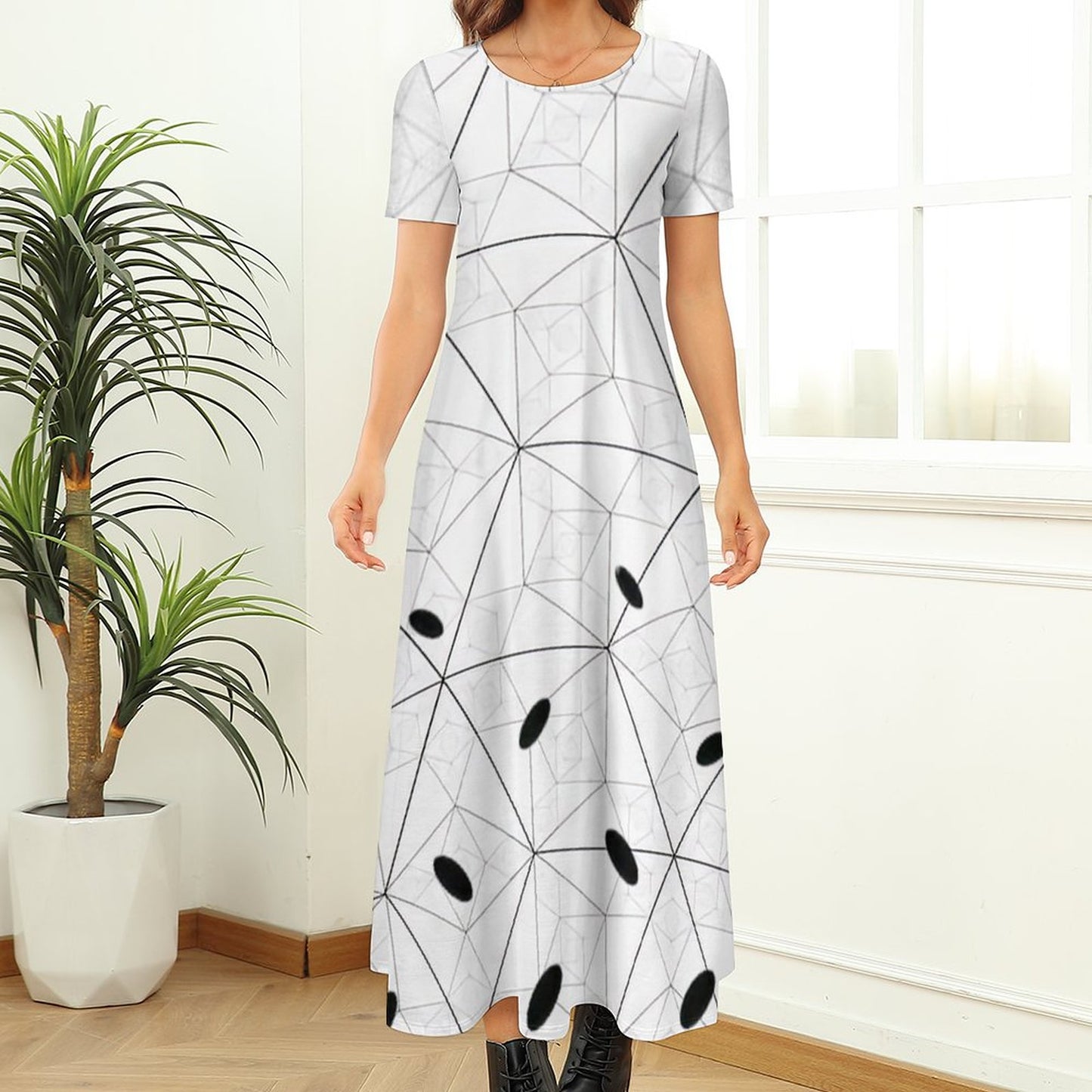Online DIY Dress for Women Round Neck Short Sleeve Dress