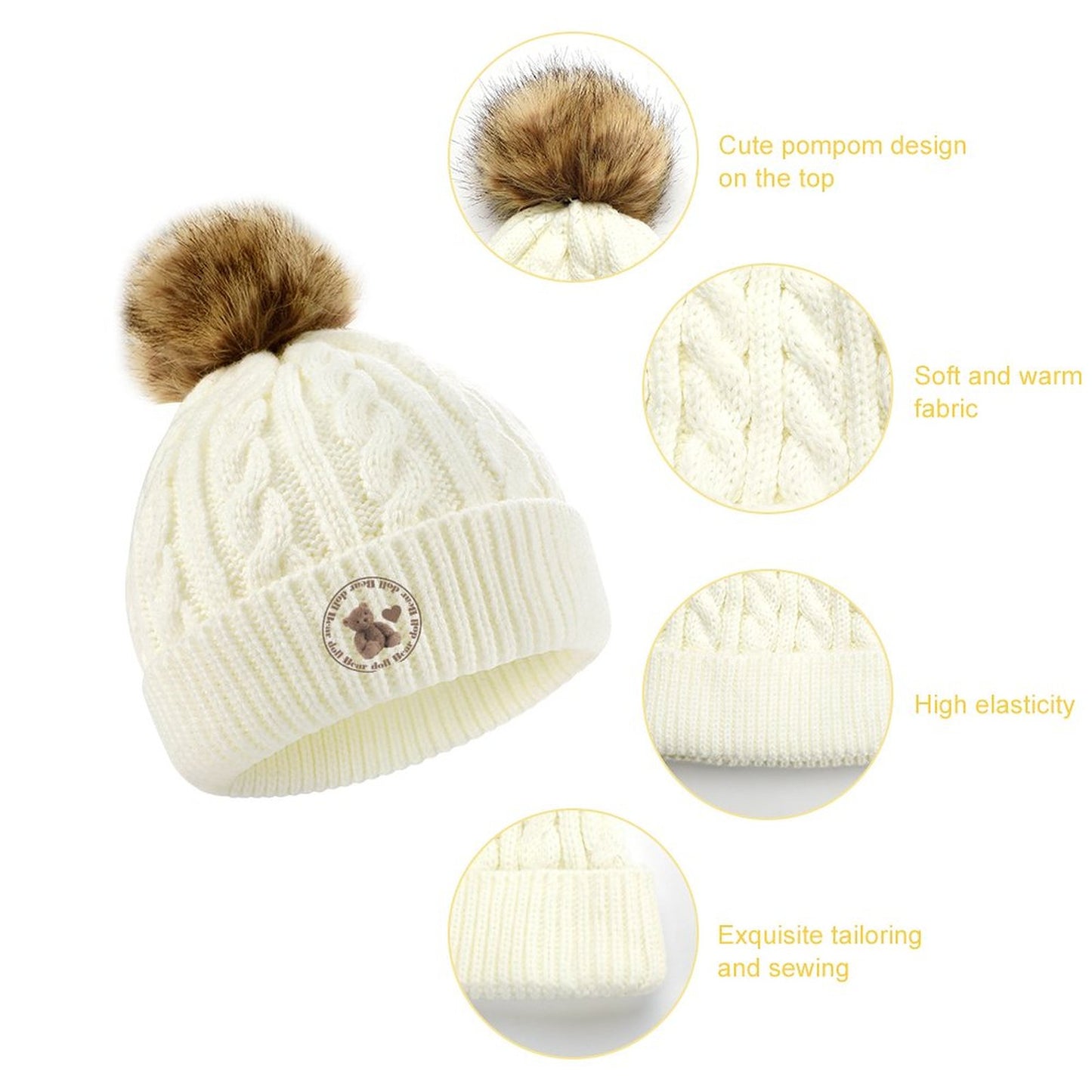 Online DIY Baby Knitted Hat Bear Love Style One Size