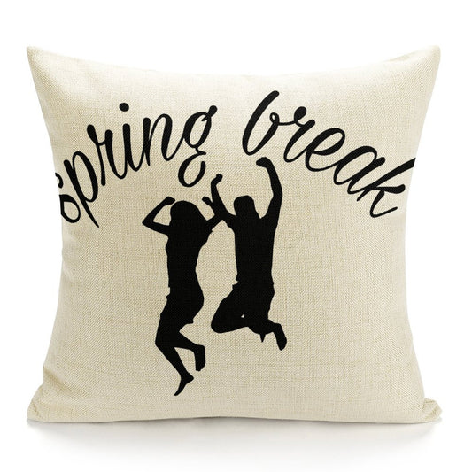 Online Custom Cotton Linen Pillow Case Holiday Happy Spring Outing 18"×18" Only Pillowcase