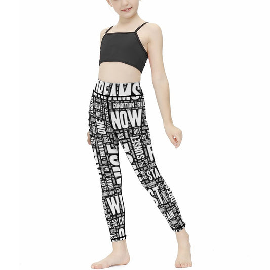 Online Customize Kids' Yoga Pants Words Pattern