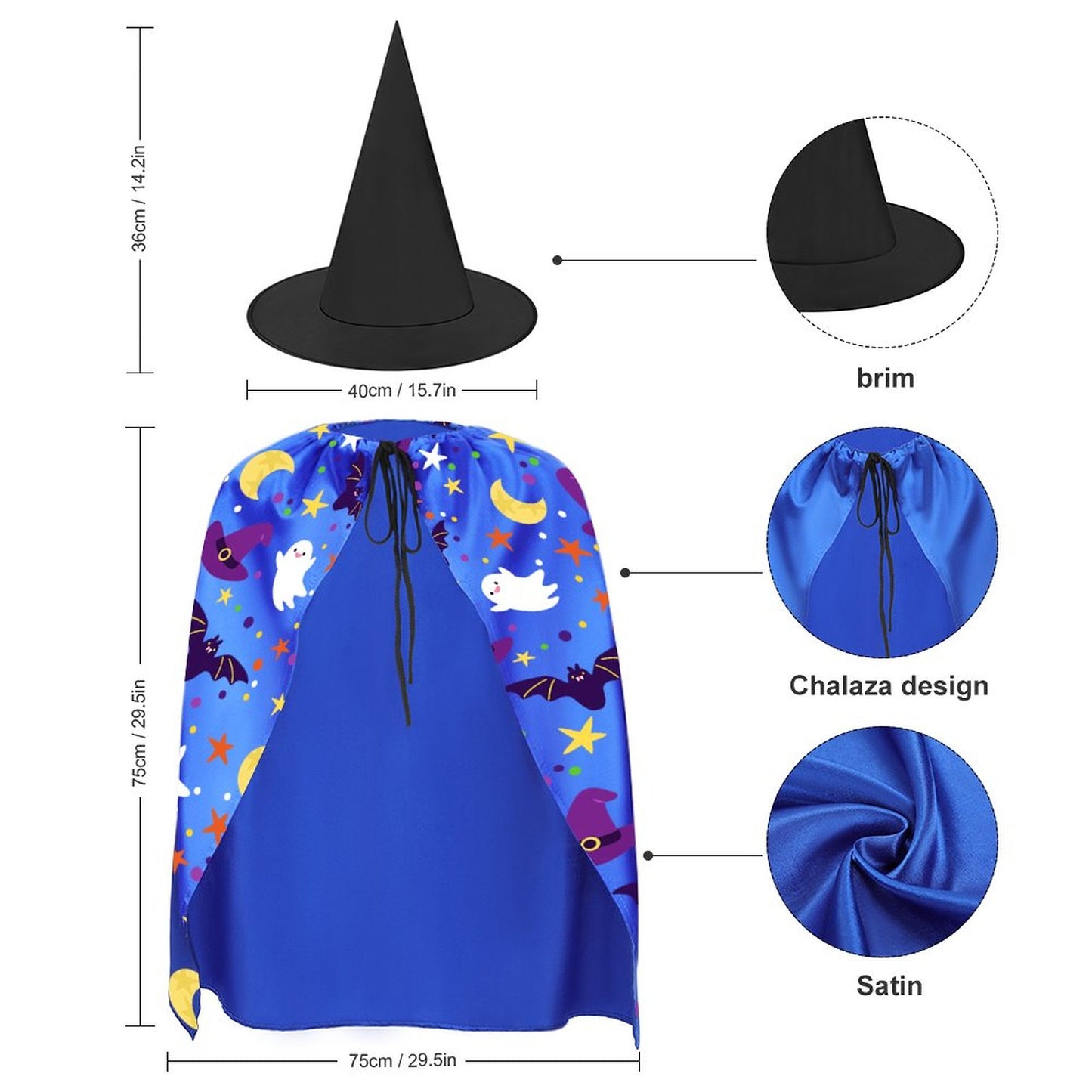 Online Custom Halloween Cape Hat Suit Blue-style One Size