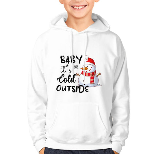 Online Customize Children's Hoodie Front Print With Pocket Snowman Christmas