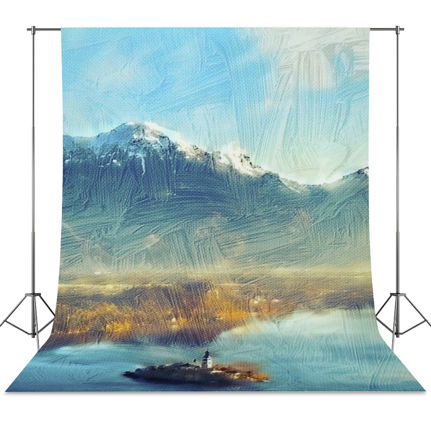Online DIY Photography Cloth Ink Painting Town Seaside