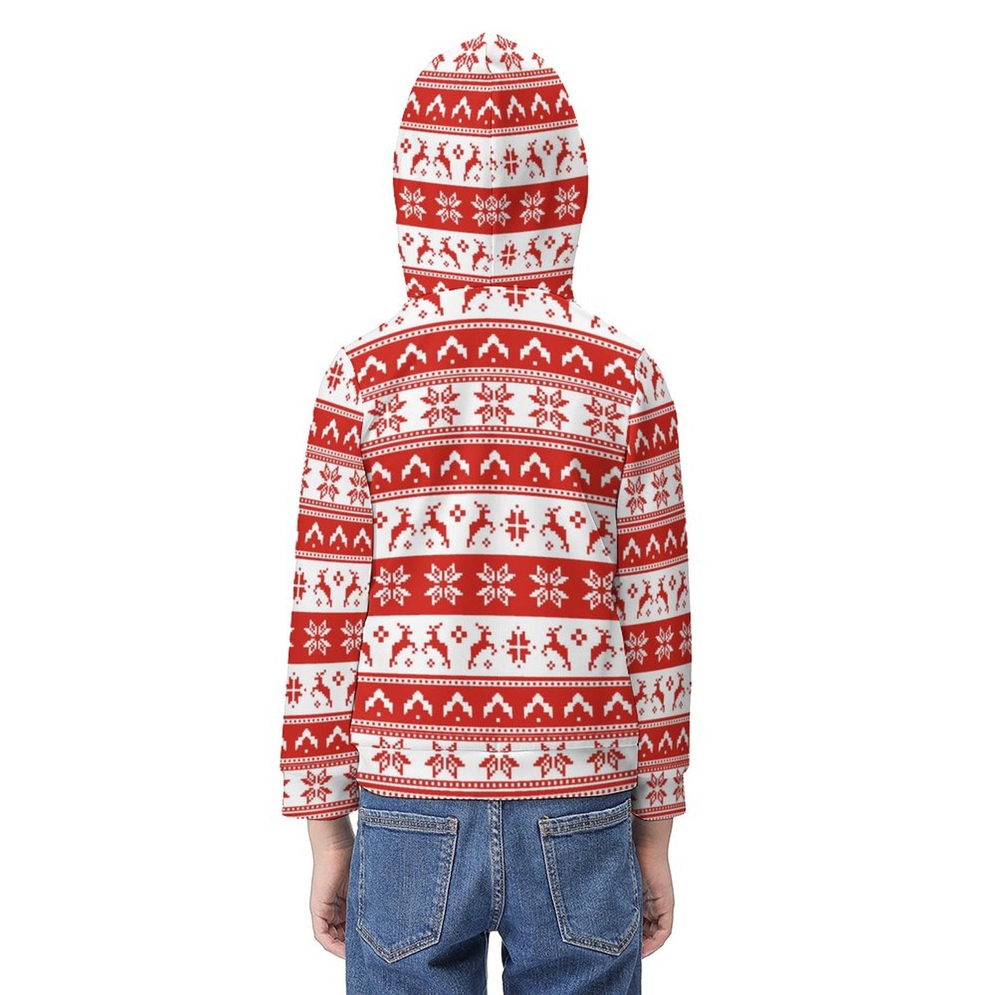Online DIY Hoodie for Kids Christmas Pattern Red White Pixel