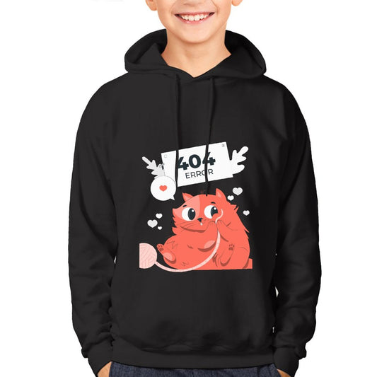 Online Custom Children's Hoodie No Pocket Front Print A Cat Playing with A Hairball