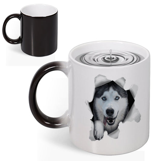 Online DIY Magic Discoloration Mug Husky Dog Broken Hole  Style One Size