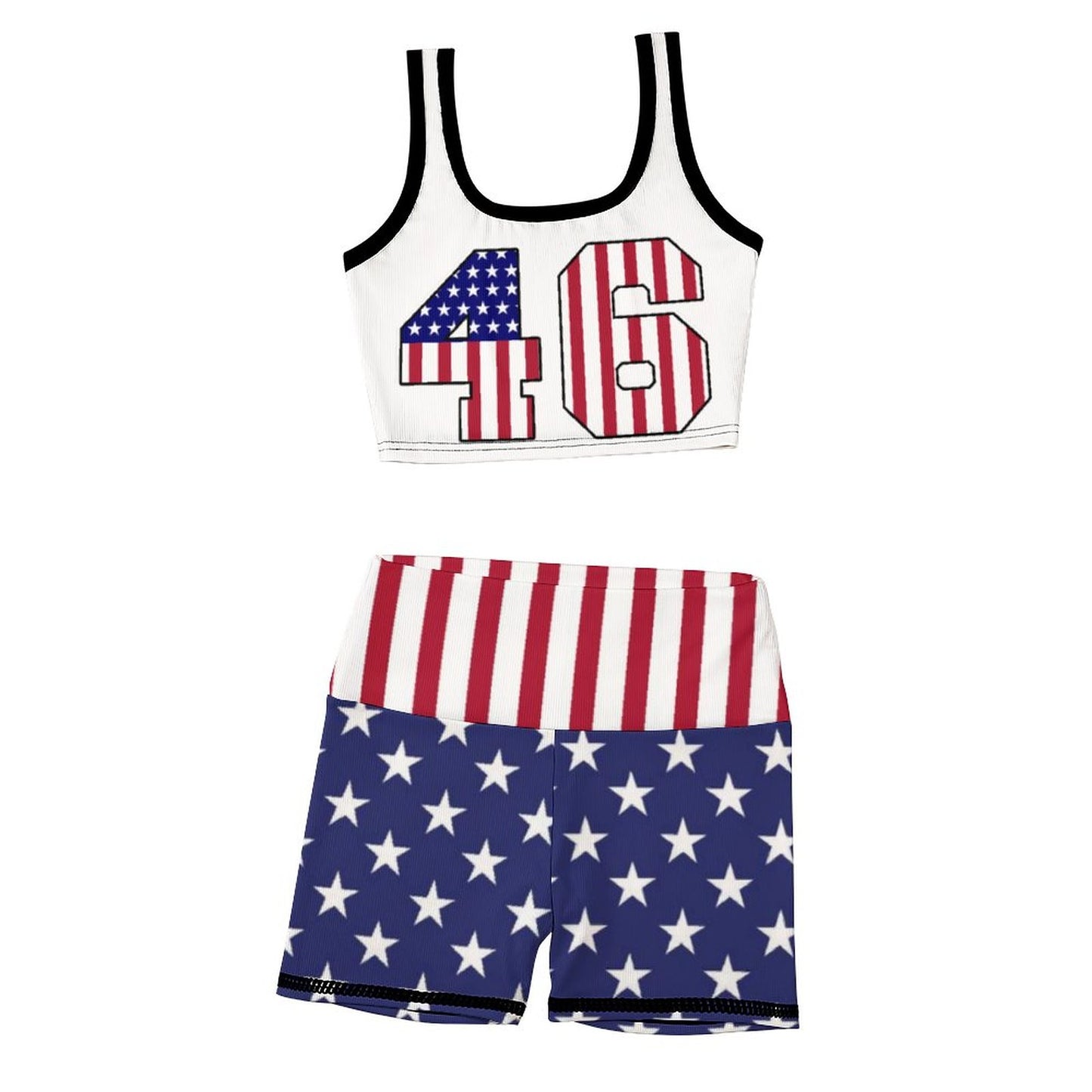 Online Custom Suit for Women Thread Yoga Vest Set Two Tone American American Flag Number 46
