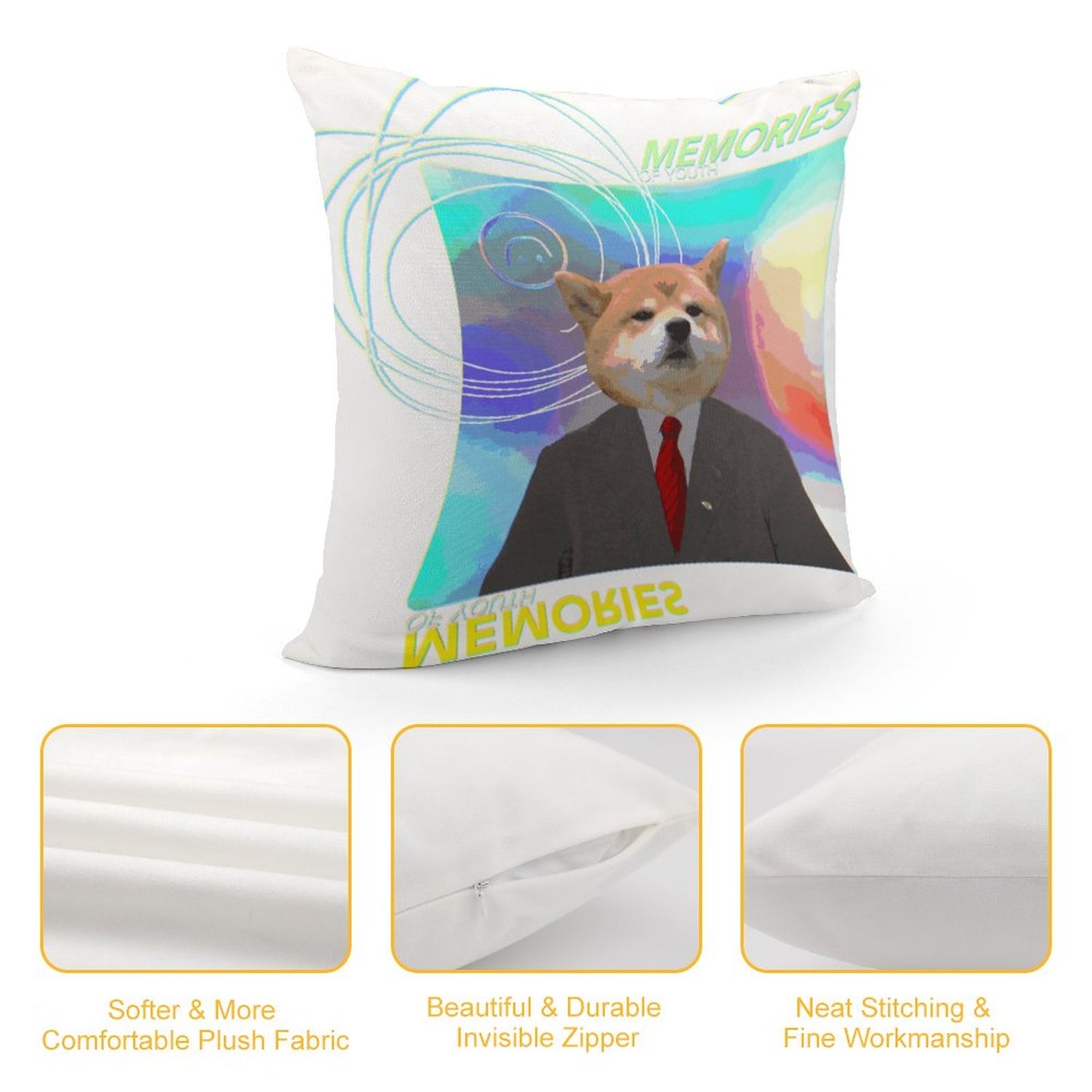 Online DIY Plush Pillow Cover Doggy Dog Worker Uniform White-style 18"×18" Only Pillowcase