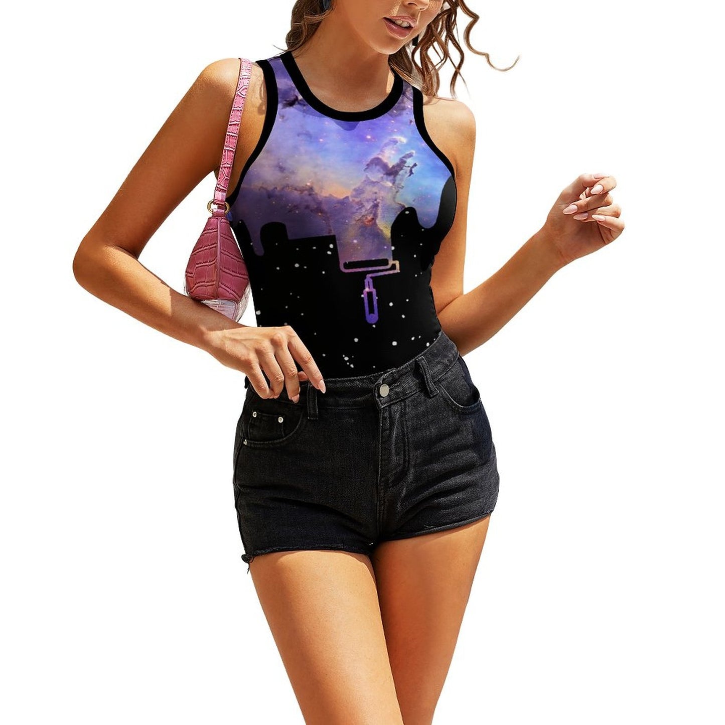 Online Customize Casual Wear for Women Tank Top Brush Pigment Starry Sky