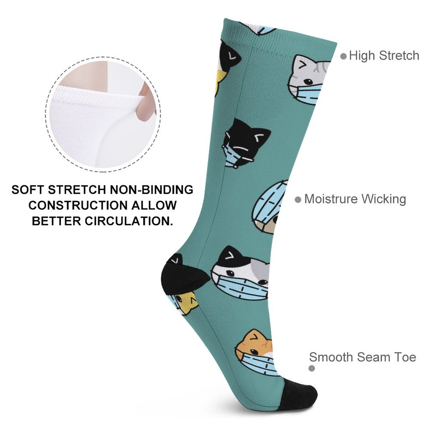 Online Customize Color Matching Stockings A Cat in A Mask One Size