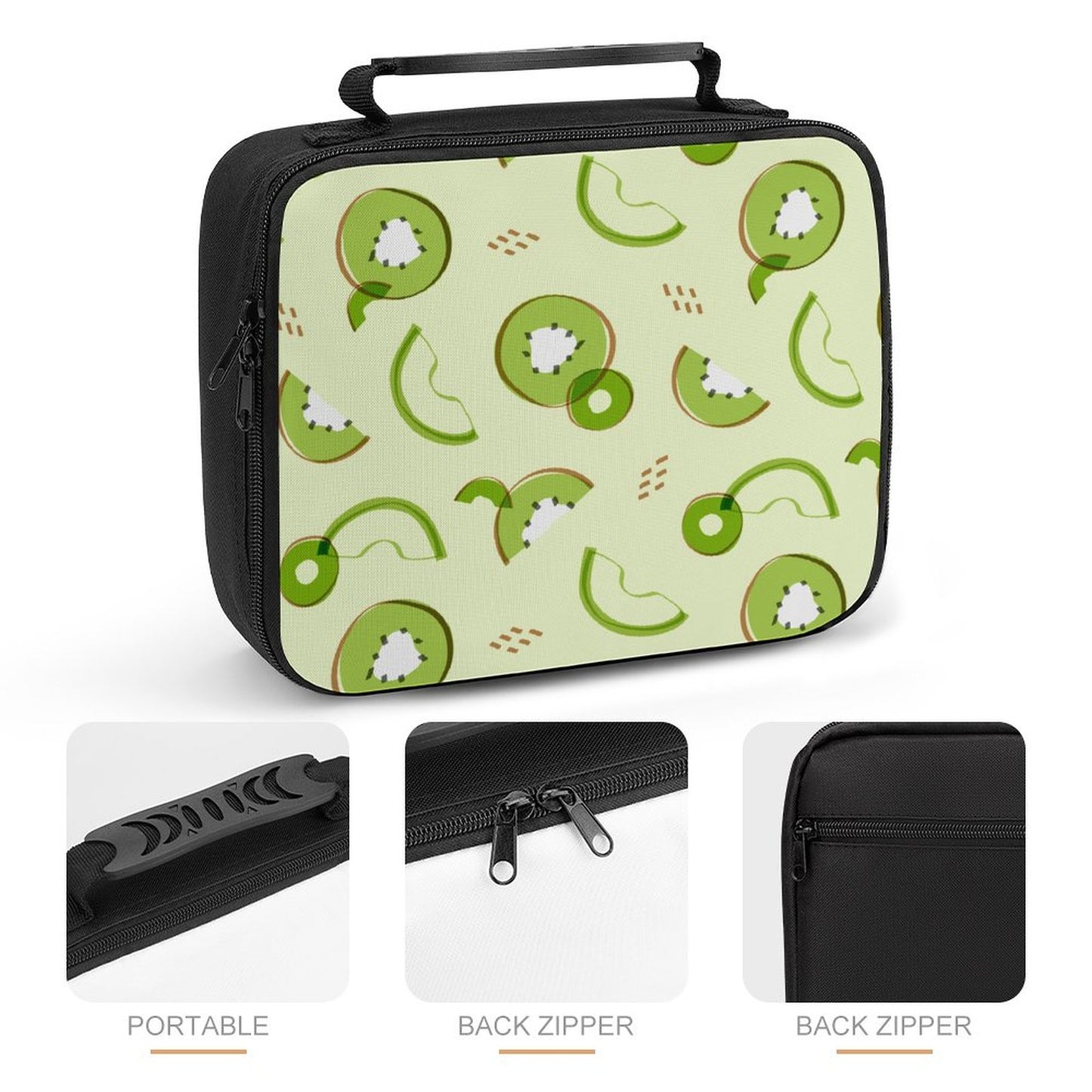 Online Custom Square Meal Package Kiwi Pattern Lunch Bag