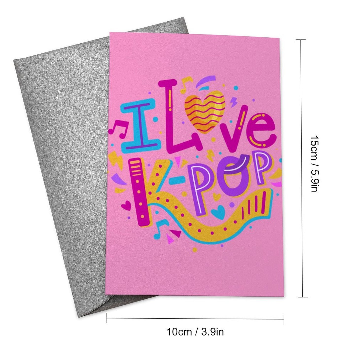 Online Customize Greeting Card Vertical Version I Love K-pop