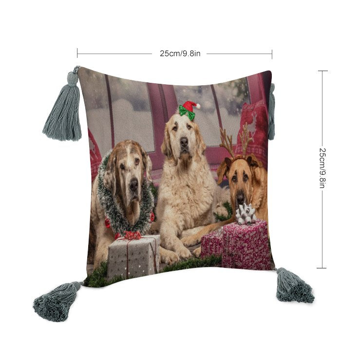 Online DIY Cotton Linen Pillow Christmas for Dogs One Size Cushion