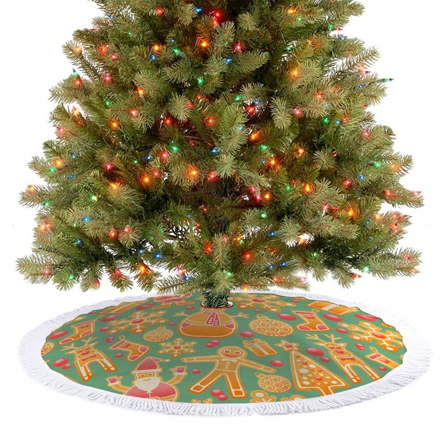 Online Custom Christmas Tree Skirt Tassel Lace