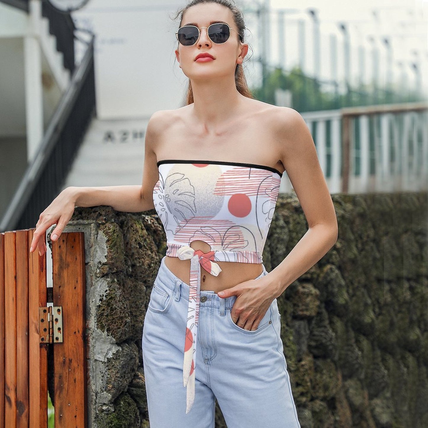 Online Customize Casual Wear for Women Tube Top Plant