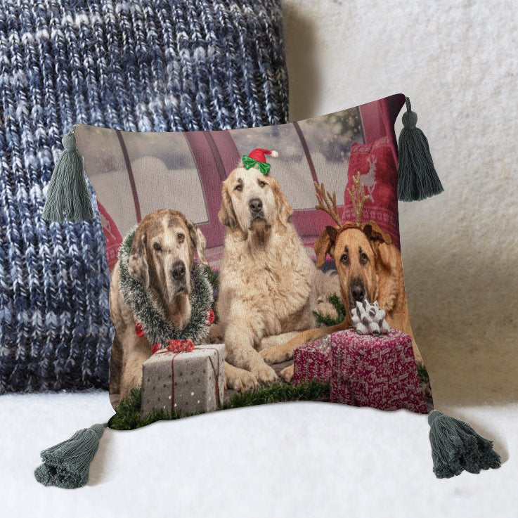 Online DIY Cotton Linen Pillow Christmas for Dogs One Size Cushion