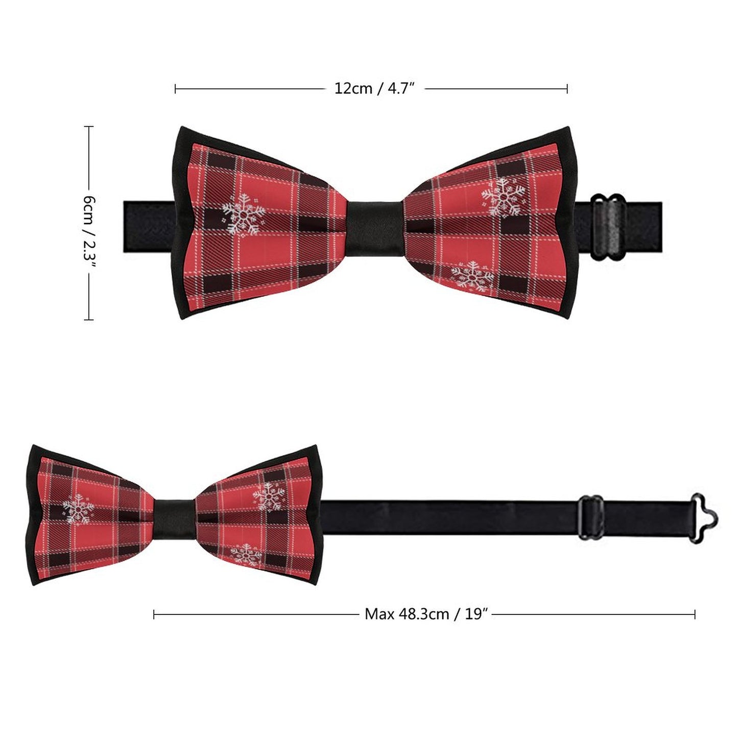 Online DIY Men's Bow Tie Plaid Christmas Snowflakes Black-Plaid Christmas Snowflakes One Size