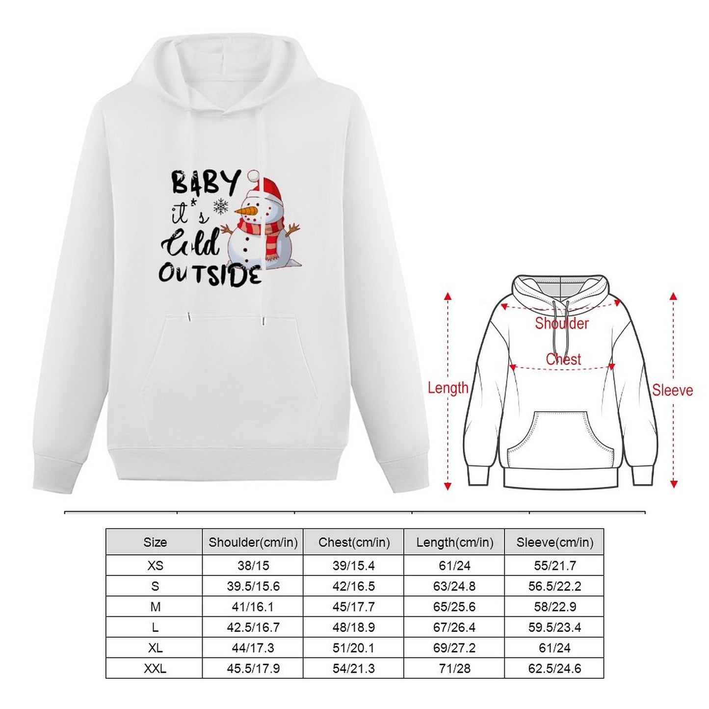 Online Customize Children's Hoodie Front Print With Pocket Snowman Christmas